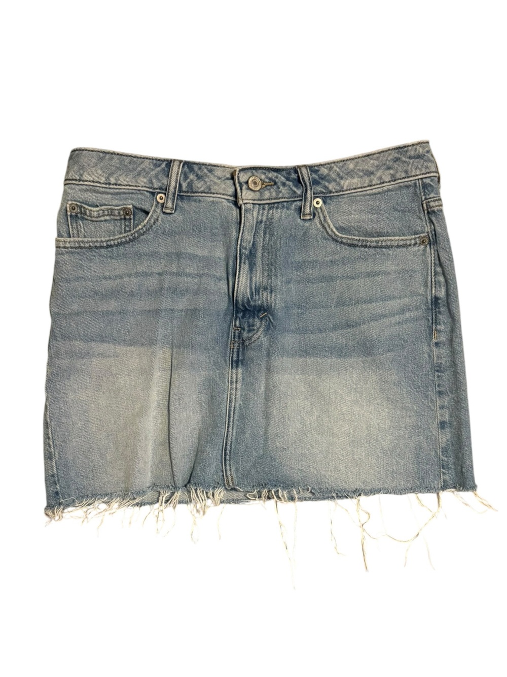 Lucky Brand Light Wash Frayed Denim Mini Skirt Size 8/29 Y2K